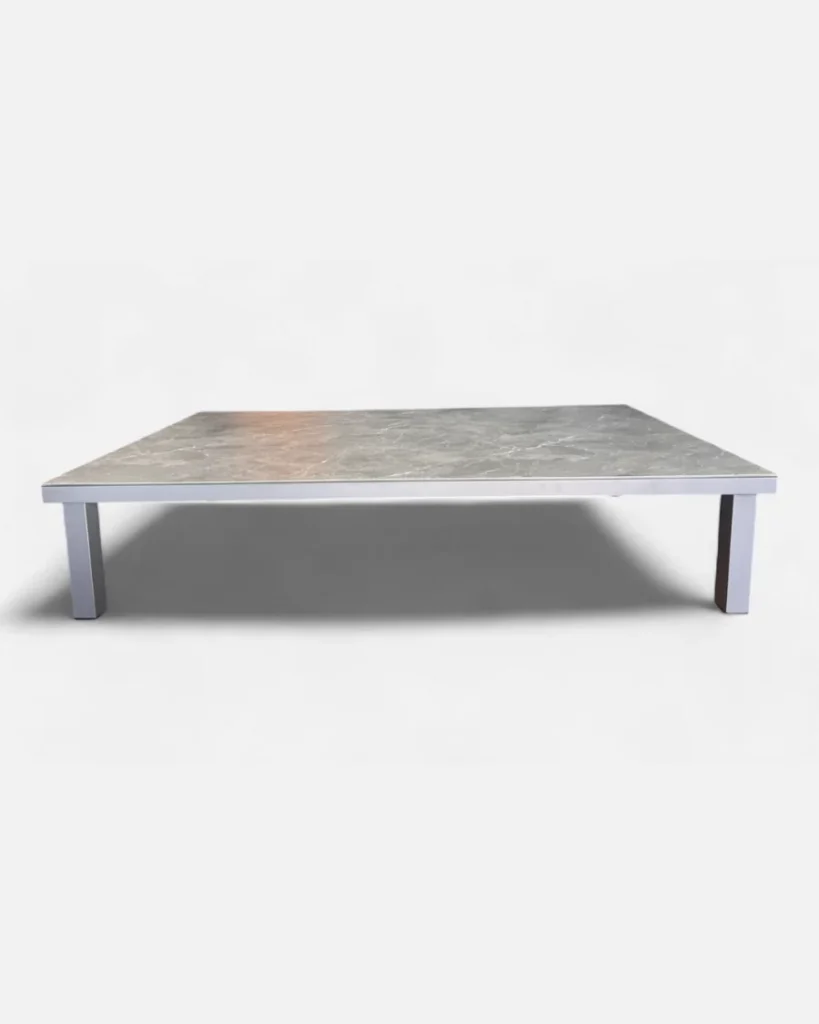 Mesa de centro Ocean en aluminio antracita con tablero en cristal cerámico