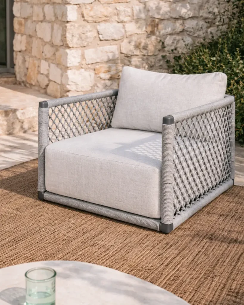 Sillón estructura aluminio y cuerda