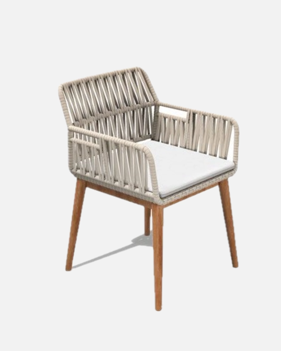 Silla cuerda y madera teca de diseño