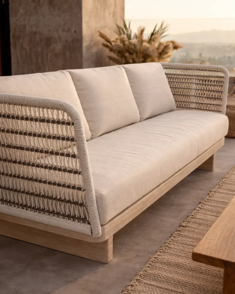 Sofá niza de cuerda y madera teca