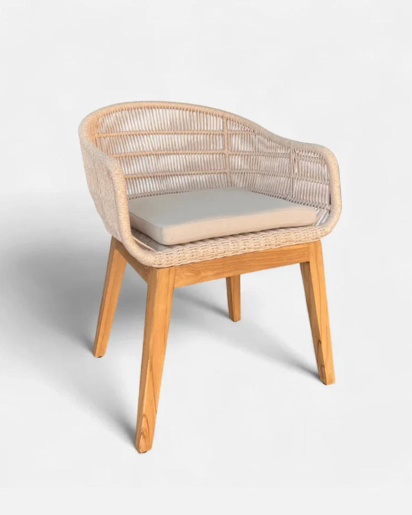 Silla de madera teca y cuerda