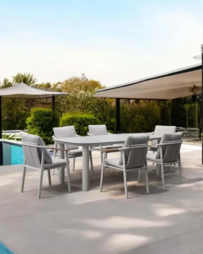 Mesa gris de exterior 220 cm
