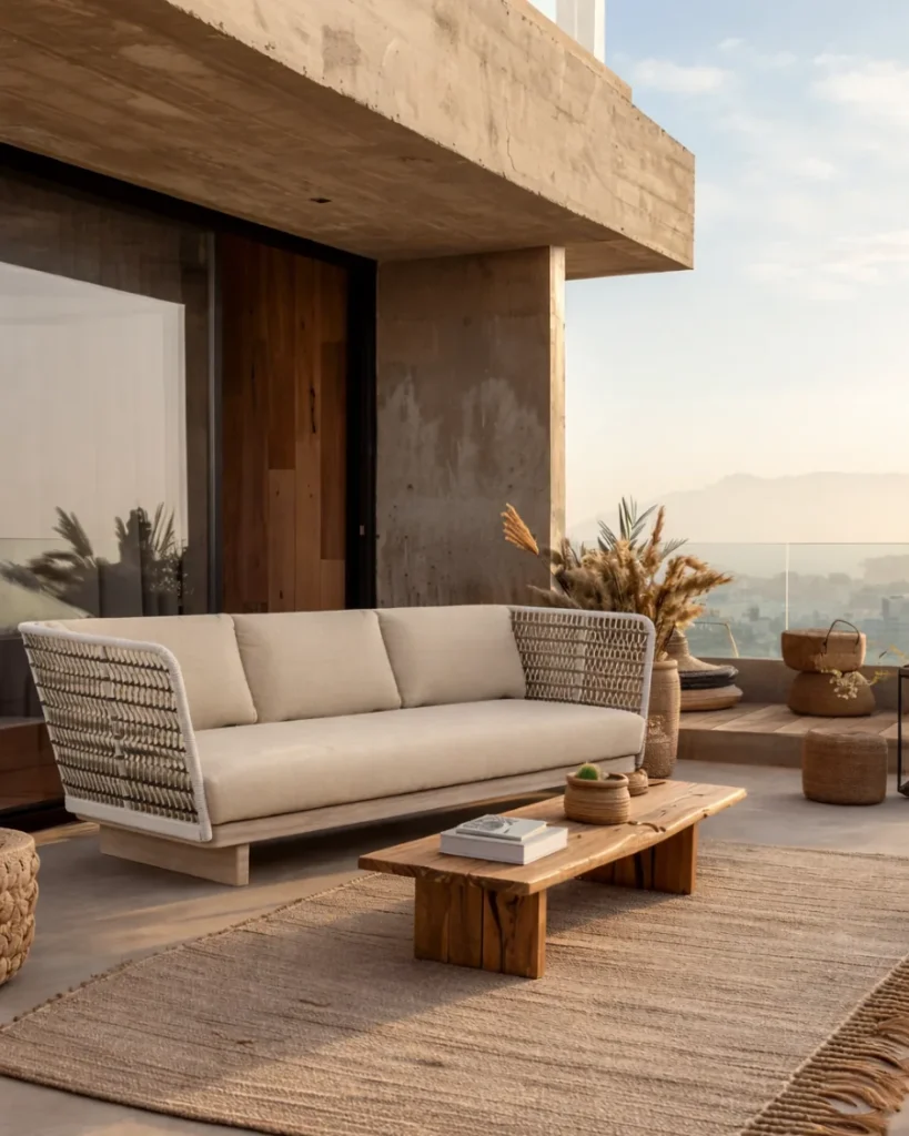 Sofá niza de cuerda y madera teca