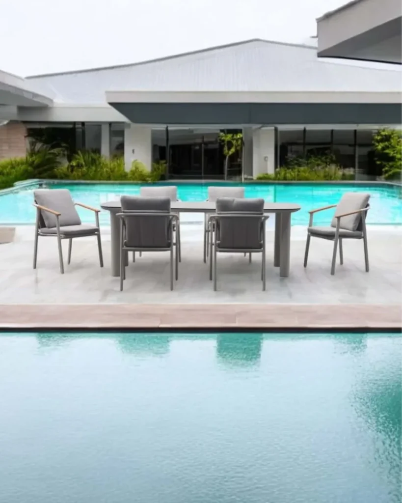 Mesa gris de exterior 220 cm