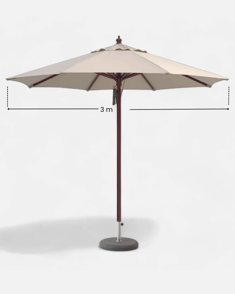 Medidas parasol 3x3 efecto madera cuadrado