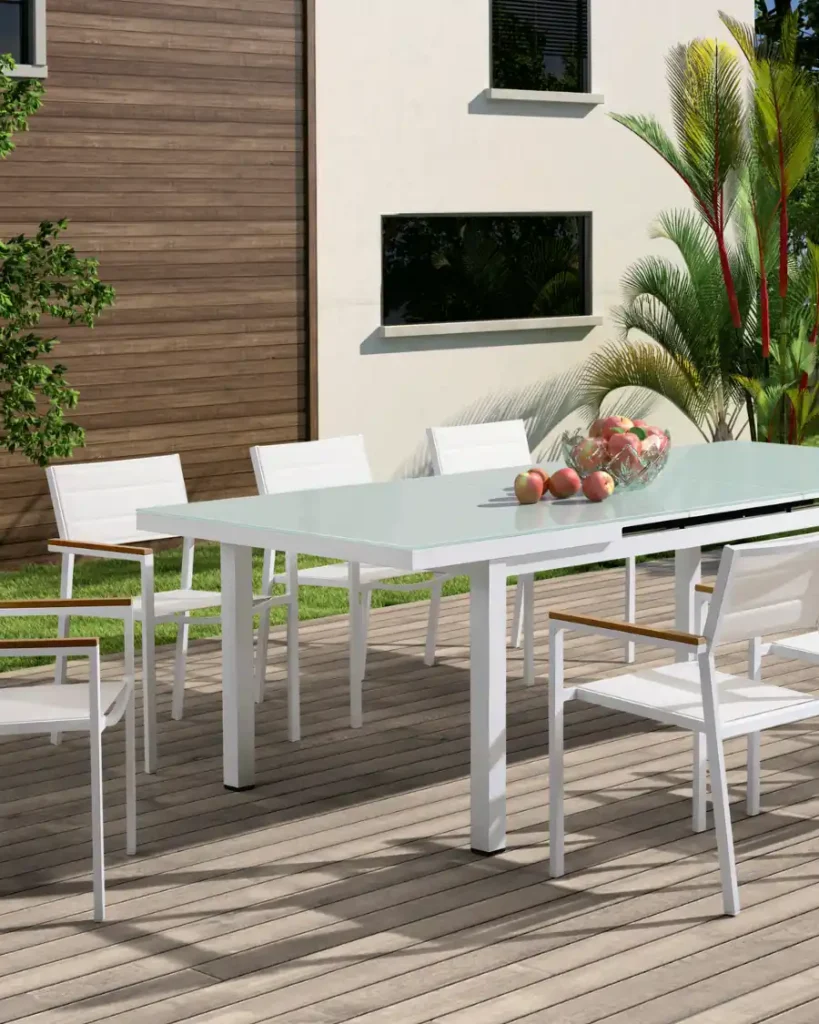 Mesa extensible de aluminio blanco