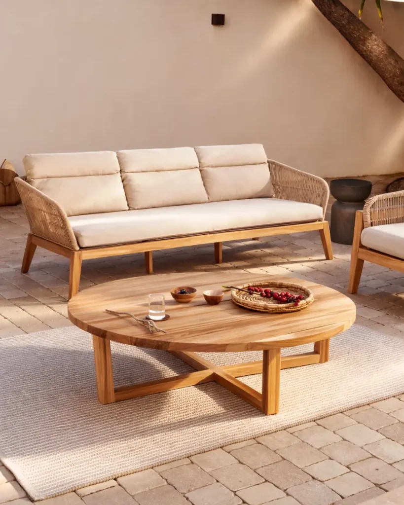 Mesa de centro para jardin de madera de teca