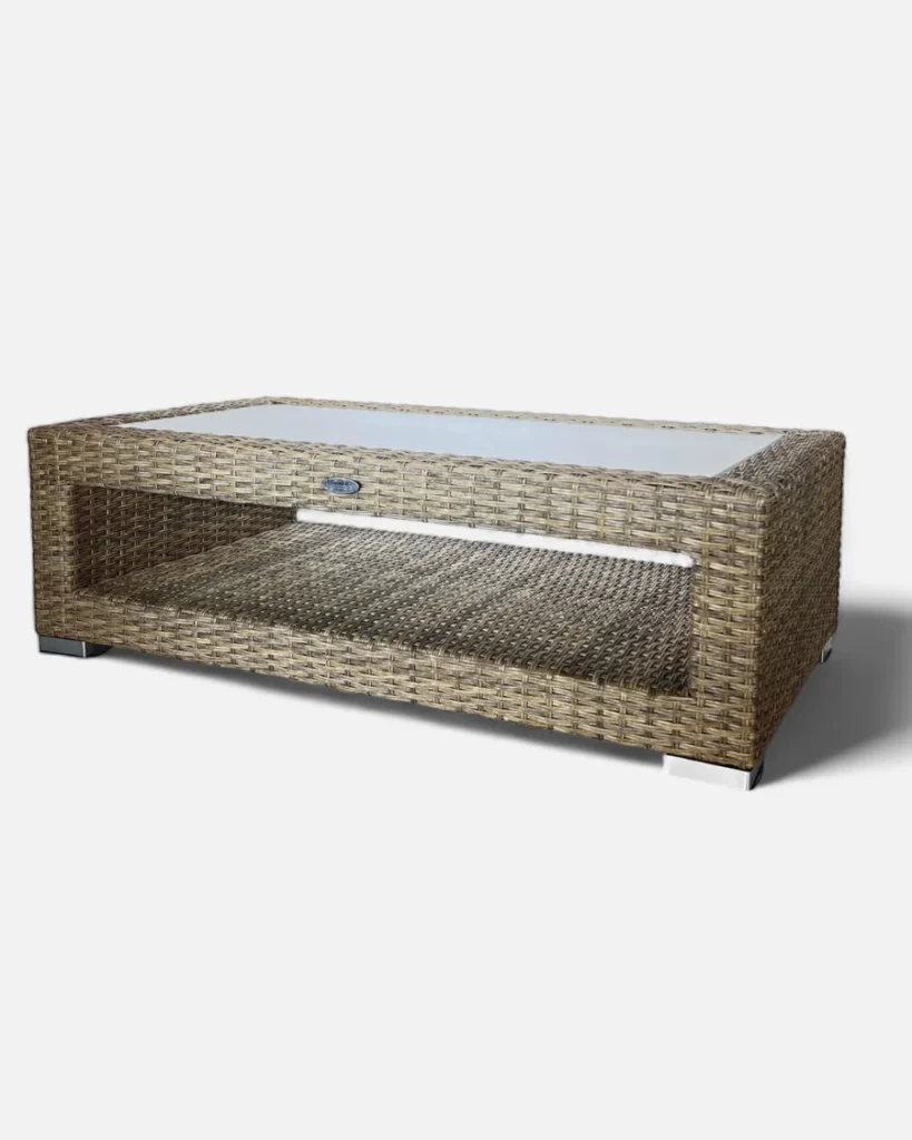 Mesa de centro de ratan sintetico con cristal