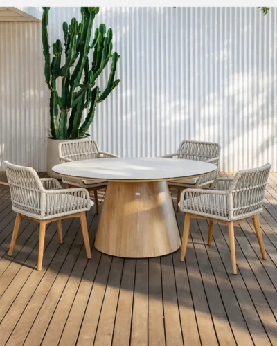 Silla cuerda y madera teca de diseño