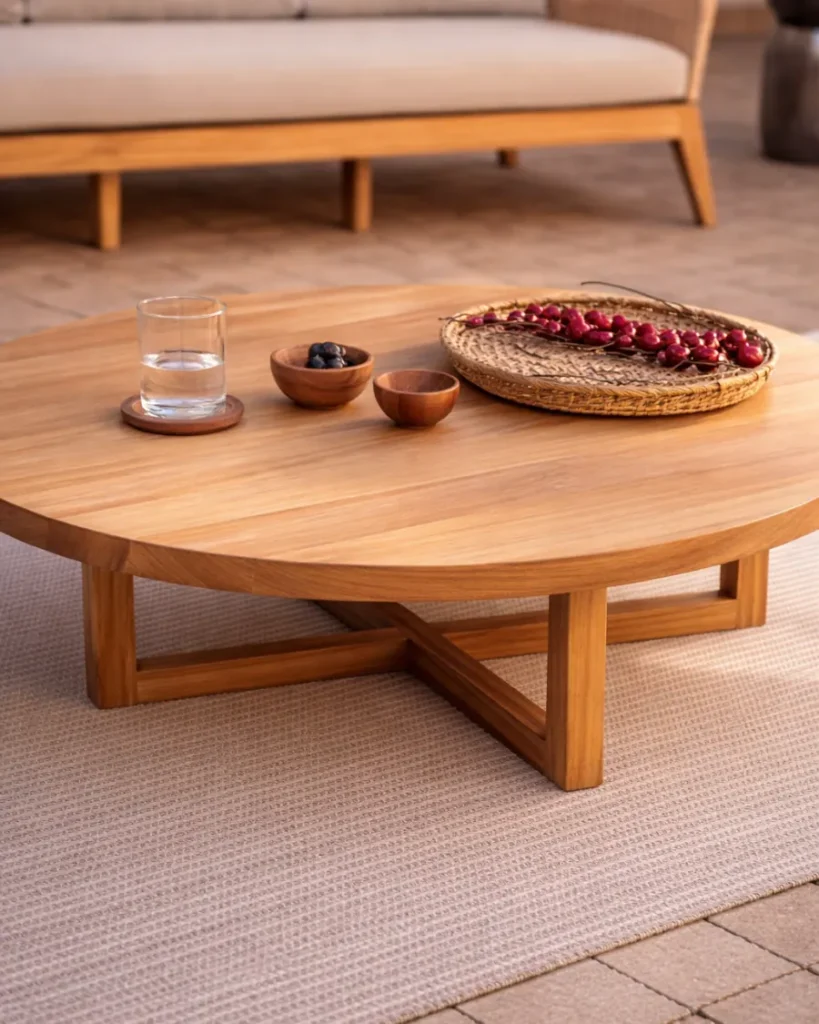 Mesa de centro para jardin de madera de teca