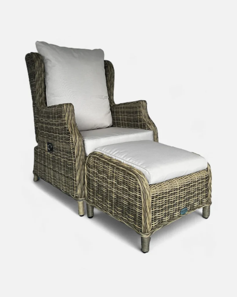 Sillón de ratán reclinable para exterior