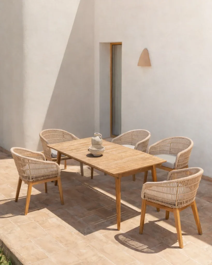 Silla de madera teca y cuerda