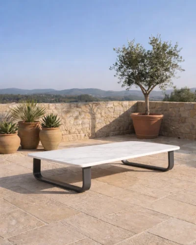 Mesa indigo de centro baja efecto marmol