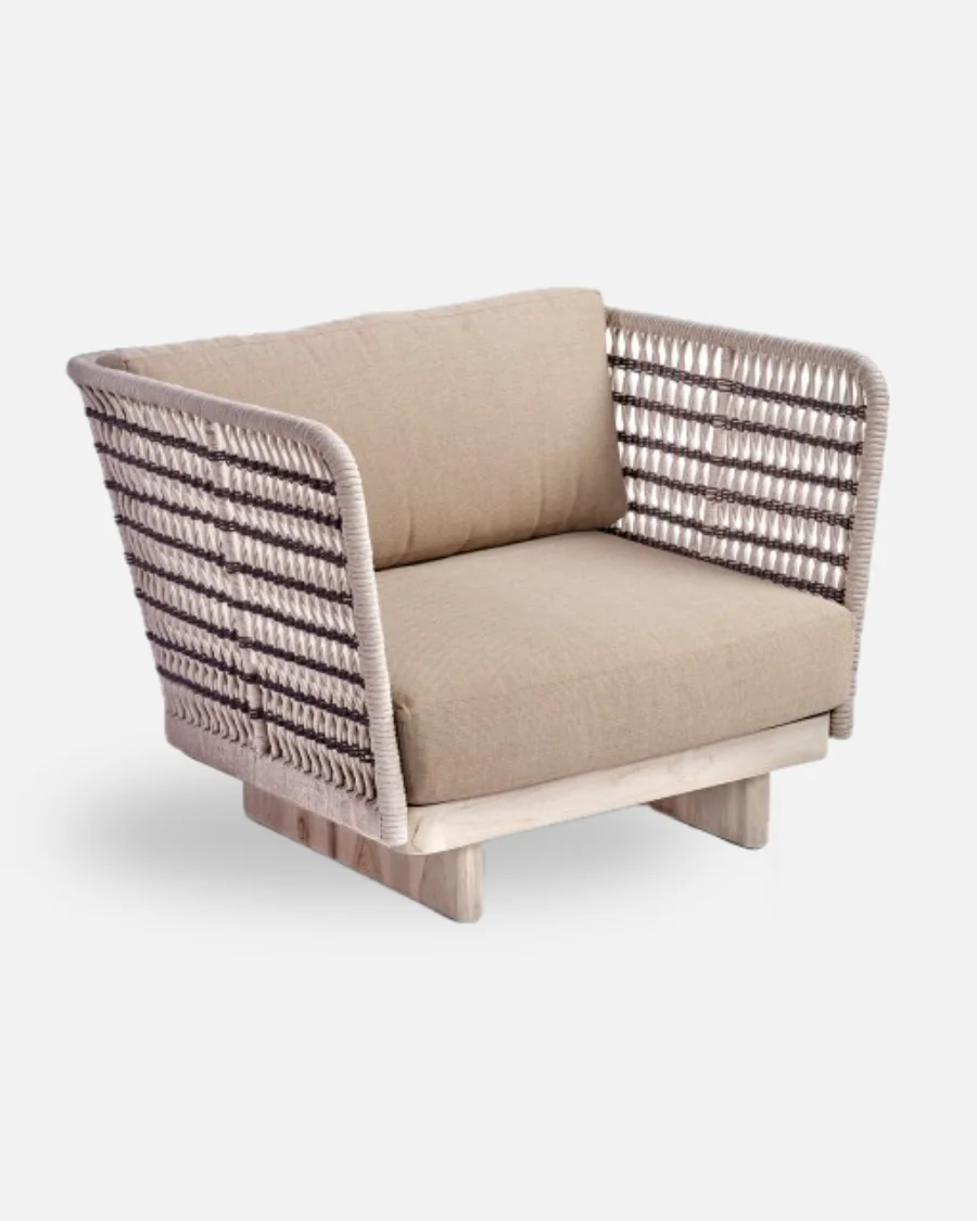 Sillón de cuerda y madera teka
