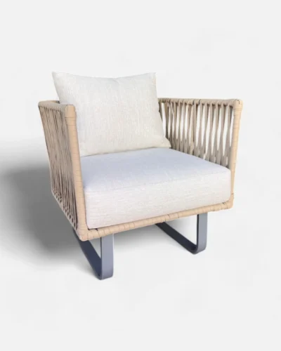 Sillón de cuerda y aluminio para exterior