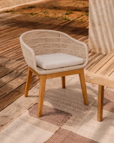 Silla de madera teca y cuerda