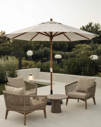 Parasol 3x3 efecto madera cuadrado