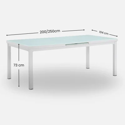 Mesa extensible de aluminio blanco