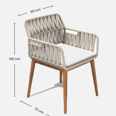 Silla cuerda y madera teca de diseño