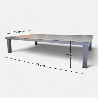 Mesa de centro Ocean en aluminio antracita con tablero en cristal cerámico