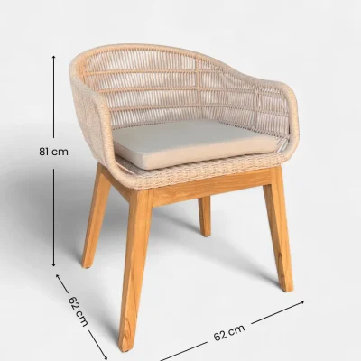 Silla de madera teca y cuerda
