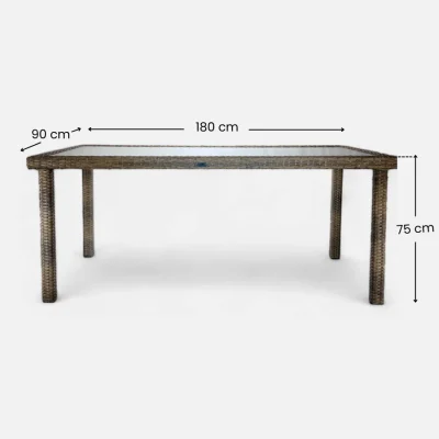 Medidas de la mesa jardin rectangular de ratán sintético