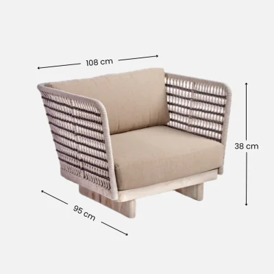 Sillón de cuerda y madera teka