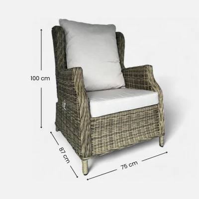 Medidas Sillón de ratán reclinable para exterior