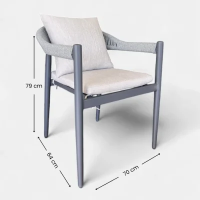 Silla color antracita de aluminio y cuerda