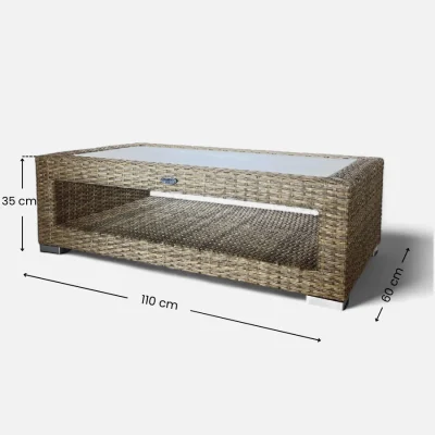 Mesa de centro de ratan sintetico con cristal