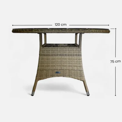 Medidas detalle Mesa redonda de ratan para exterior 120 cm